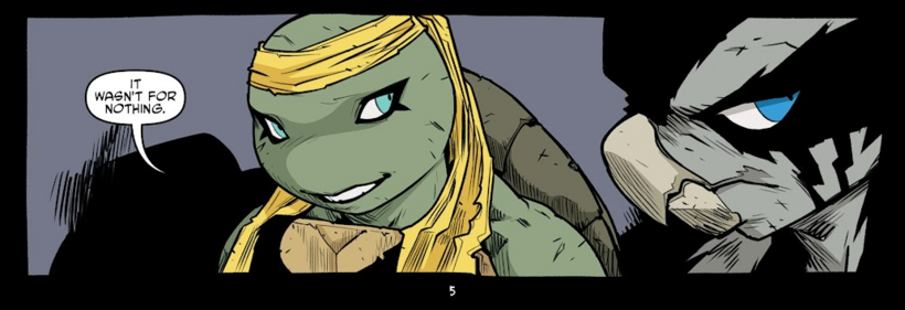 Panel of Jennika in her band gear, smiling at Koya, who looks grumpily off to the side.

JEN: It wasn't for nothing.