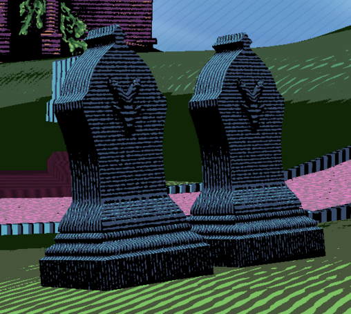 Two decorative headstones