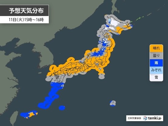 今日11日は北海道で積雪に注意　沖縄は激しい雨のおそれ　関東から九州は日差し暖か