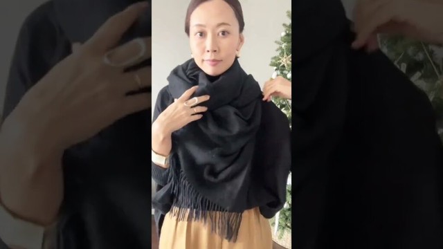 大判ストールの巻き方 #40代ファッション #50代ファッション #高身長コーデ #ootd #ファッション